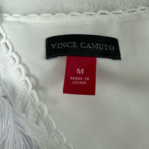Vince Camuto Women's Size M‎ Tie Tassle Camisole Tank Top Ivory White With Lace - Picture 5 of 8